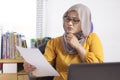 Muslim Businesswoman Seriously Working