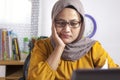 Muslim Businesswoman Seriously Working