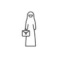 Muslim businesswoman, suitcase icon. Element of businesswoman in muslim world for mobile concept and web apps icon. Thin line icon