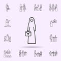 Muslim businesswoman, suitcase icon. Universal set of muslim businesswoman for website design and development, app development