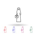 Muslim businesswoman, suitcase multi color icon. Simple thin line, outline of muslim businesswoman icons for ui and ux,