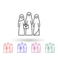 Muslim businesswomen multi color icon. Simple thin line, outline of muslim businesswoman icons for ui and ux, website or
