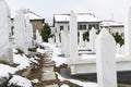 A muslim cemetery in a beautiful winter day in Sarajevo, Bosnia