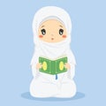 Muslim Children Reading Quran Character Vector