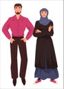 Muslim couple, arab clothes of male and female