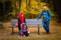 Muslim couple during autumn season Royalty Free Stock Photo