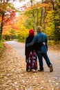 Muslim couple during autumn season Royalty Free Stock Photo