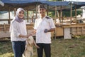 Muslim couple buy a goat for eid adha sacrifice or idul qurban