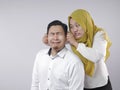 Muslim Couple Having Conflict, Husband Afraid to His Wife Concept Royalty Free Stock Photo