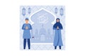 Muslim couple illustration for Eid Mubarak greetings, Royalty Free Stock Photo