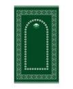 Muslim dark green prayer rug with decorative elements. Islamic textile