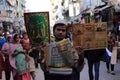 Muslim devotees going through the crowded street