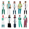Muslim doctor and arabian nurse icons