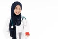 Muslim doctor hold red heart Royalty Free Stock Photo