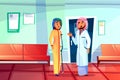 Muslim doctor and patient vector illustration