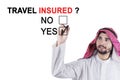 Muslim entrepreneur approving travel insured