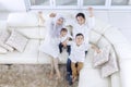 Muslim family expressing their happiness Royalty Free Stock Photo