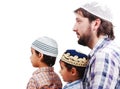 Muslim family father and two boys
