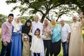 Muslim family having a good time outdoors