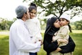 Muslim family having a good time outdoors