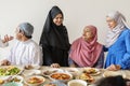 Muslim family having a Ramadan feast Royalty Free Stock Photo