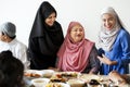 Muslim family having a Ramadan feast Royalty Free Stock Photo