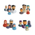 Muslim family icons vector set. Middle eastern