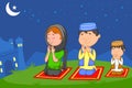 Muslim family offering namaaz on Eid Royalty Free Stock Photo