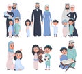 Muslim family set isolated on white background