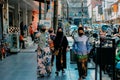 Muslim family walking in the Blok M shopping center, Jakarta