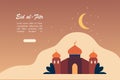 The Muslim feast of the holy month of Ramadan Eid al-Fitr. Vector illustration template for greeting or invitation card, banner,