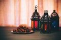 The Muslim feast of the holy month of Ramadan Kareem. Beautiful background with a shining lantern Fanus. Royalty Free Stock Photo