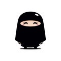 Muslim female cartoon character design wearing a veil and all black Muslim costume