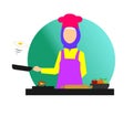 Muslim female chef flat design vector ilustration