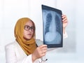 Muslim Female Doctor Examining X-ray Film Royalty Free Stock Photo