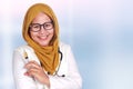 Muslim Female Doctor Holding Injection Syringe Royalty Free Stock Photo