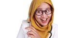 Muslim Female Doctor Holding Injection Syringe Royalty Free Stock Photo