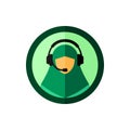 Muslim female support service / customer care / customer service / administrator illustration circle icon.