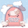 Muslim Festival Eid-Ul-Adha banner, cartoon style