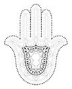 Muslim Filigree Dotted Ornament Vector Hamsa Hand Symbol - Hand of Fatima