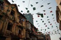 Muslim flags in the muslim neighbourhood of Chor Bazaar in Mumbai, India Royalty Free Stock Photo