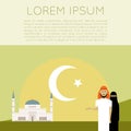 Muslim flat banner3 Royalty Free Stock Photo