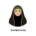 Muslim girl avatar. Asian muslim traditional hijab wearing.