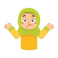 muslim girl feeling unsure. Vector illustration decorative design