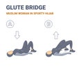 Muslim Girl Glute Bridge Workout Exercise Colorful Concept