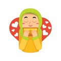 muslim girl happy from receiving card. Vector illustration decorative design