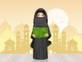 Muslim girl with Islam`s holy book the Koran Royalty Free Stock Photo