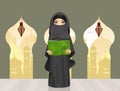 Muslim girl with Islam`s holy book the Koran Royalty Free Stock Photo