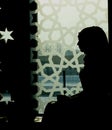 Muslim girl in mosque silhouette