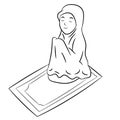 Muslim Girl praying-Hand drawn Vector Illustration